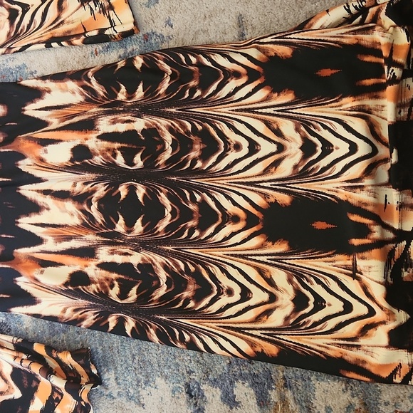 FIT N FLAIR Animal TRIBAL Dress Short STRETCHY embellished Beaded V NECKLINE Med - Picture 7 of 11